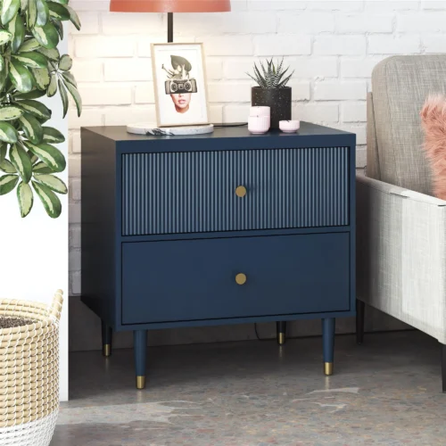CosmoLiving by Cosmopolitan Elizabeth Nightstand - Navy Finish