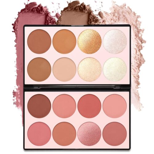 16 Colors Contour Palette Makeup - Blush Highlighters Bronzer Powder All-in-One Makeup Palettes Contour Kit - Face Cosmetics Gifts for Women - Beauty Essentials for Festivals
