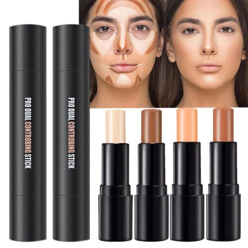 Cream Contour Sticks Makeup Kit - 4 Colors Primer Face Highlighter for Beginners, Concealer & Corrector Set (#1, #3)
