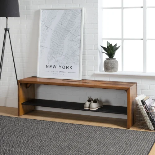 Walker Edison Roastam Storage Bench - Brown Finish
