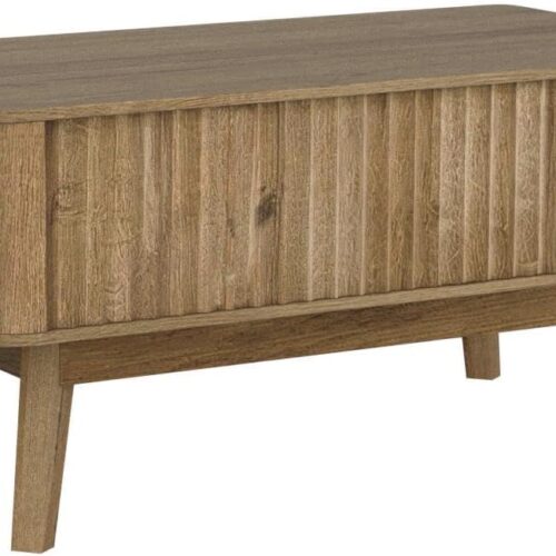 Mopio Brooklyn Mid-Century Modern Lift Top Coffee Table - Waveform Panel with Hidden Storage - Sleek Curved Profile Lift Tabletop Dining Table (Golden Oak, Coffee Table)