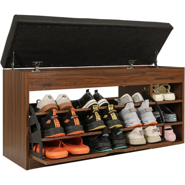 ELECWISH 3-Tier Shoe Storage Bench with Flip Drawers - Entryway Seating and Organizer Rack for Hallway 2