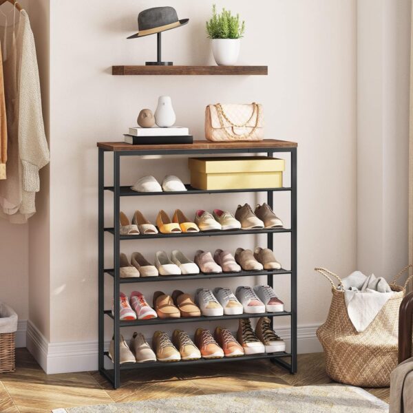 HOOBRO Shoe Rack, 6-Tier Shoe Organizer - Large Capacity Storage Shelf for 18-24 Pairs of Shoes - Durable and Stable - Ideal for Entryway, Closet, Hallway, Dorm Room - Industrial, Rustic Brown BF67XJ01G1 2
