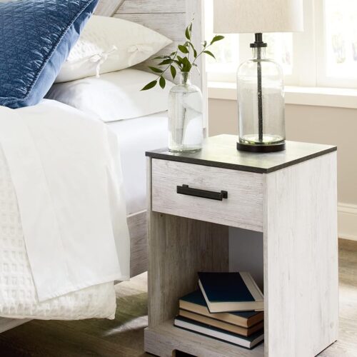 a2 Signature Design by Ashley Shawburn 1 Drawer Night Stand Nightstand - Whitewash & Gray Finish