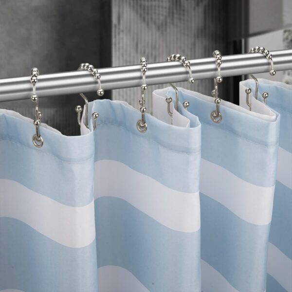Titanker Rust Resistant Metal Shower Curtain Hooks - Double Glide Rings for Bathroom Rods, Set of 12, Nickel 2