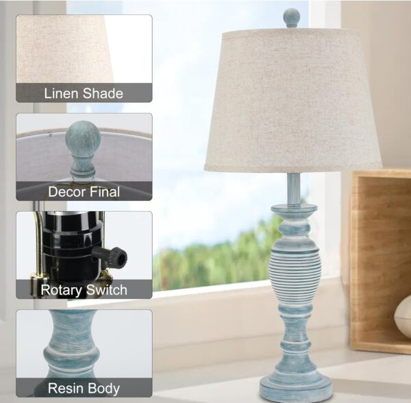 NISSAFORS 28" Table Lamps Set of 2 - 3 Color Temperatures (2700K/4000K/6500K) - Nightstand Lamps with Rotary Switch - Farmhouse Bedside Lamps for Bedroom, Living Room, Office - LED Bulb Included 3
