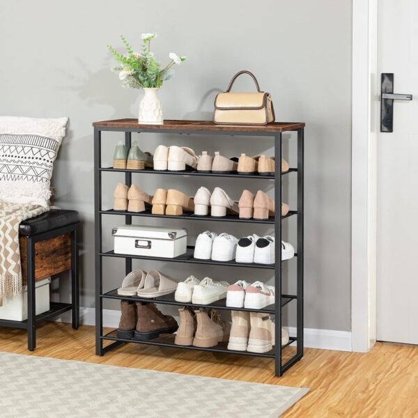 HOOBRO Shoe Rack, 6-Tier Shoe Organizer - Large Capacity Storage Shelf for 18-24 Pairs of Shoes - Durable and Stable - Ideal for Entryway, Closet, Hallway, Dorm Room - Industrial, Rustic Brown BF67XJ01G1 3