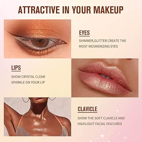 MEICOLY Liquid Highlighter - Long Lasting Liquid Luminizer Shimmer Stick - Waterproof Smooth Highlight Face Illuminator - Silky Natural Glow Makeup Sparkly Highlighters for Face - 01 Enlighten 3