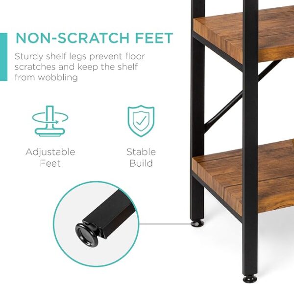 Best Choice Products Large Console Table - 3-Tier 55in Rustic Industrial Sofa Table Storage for Living Room, Entryway, Foyer, Hallway with EVA Non-Scratch Feet - Steel Frame - Brown 3