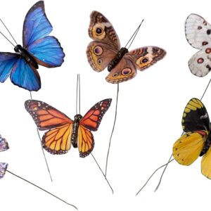 Set of 12 Feather Fake Butterfly Craft Decorations with Wire for Weddings, Homes, Christmas Parties, and Floral Spring Home Decor