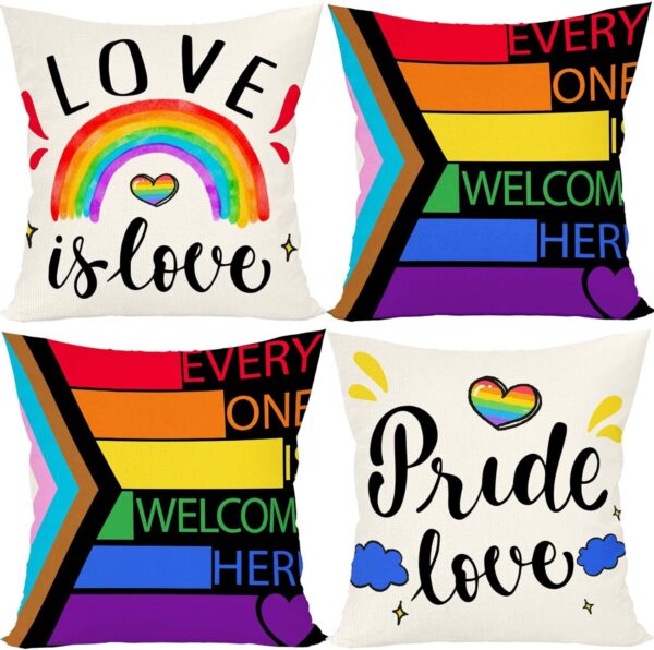Rainbow Gay Pride Pillow Case Every One is Welcome Here Happy Pride LGBT Decorations Bed Couch Sofa Pillow Car Chair Pillow 2