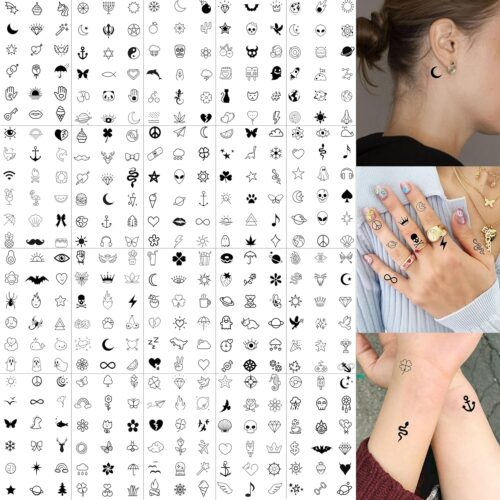 1 28 Sheets 504 PCS Tiny Small Temporary Tattoos