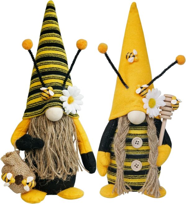 Mr and Mrs Honeybee Gnomes Plush Tomte Elf World Bee Day Decor 1
