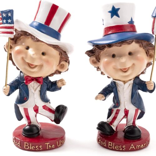 1 2Pcs God Bless America Figurine Statue Tiered Tray Decor