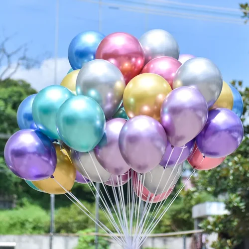 1 12 Inch Metallic Balloons Metal Chrome Shiny Latex Balloon Birthday 100pcs