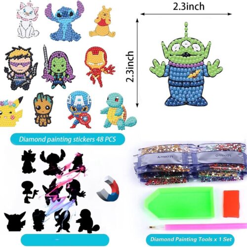 48 Pcs Diamond Art Painting Stickers Kits for Kids Beginners