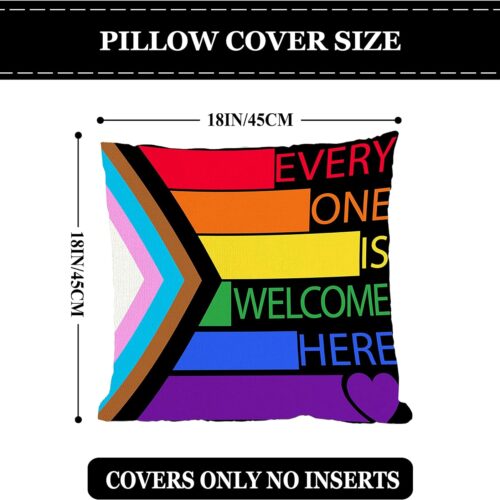 Rainbow Gay Pride Pillow Case Every One is Welcome Here Happy Pride LGBT Decorations Bed Couch Sofa Pillow Car Chair Pillow