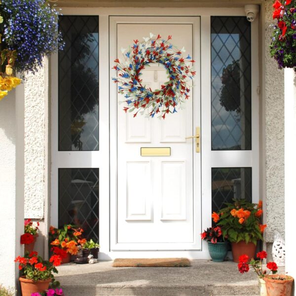 July Wreath Patriotic Wreath Forsythia Flower Wreath for Front Door 1