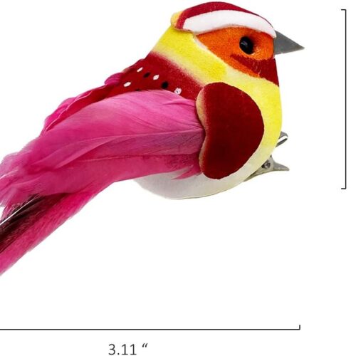 2 Artificial Birds Realistic Clip on Bird Ornaments with Feathers for Decoration