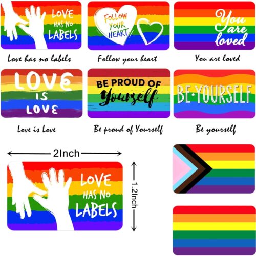 2 500PCS Pride Support Stickers Roll for LGBTQ, Rainbow Rectangle Pride Stickers