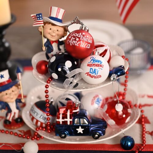 2 4th of July Decorations, Patriotic Ornaments for Tree Decor