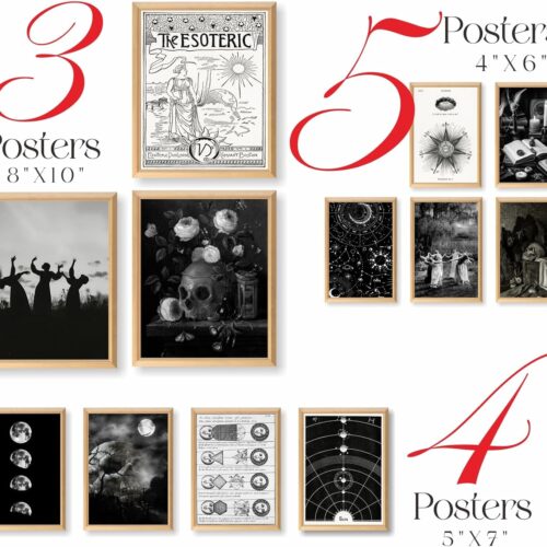 2 Creepy Art Prints Scary Picture Witch Decoration for Bedroom