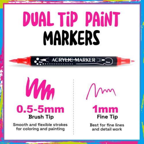 Fine Tip and Brush Tip Permanent Acrylic Paint Pens For Rock Painting