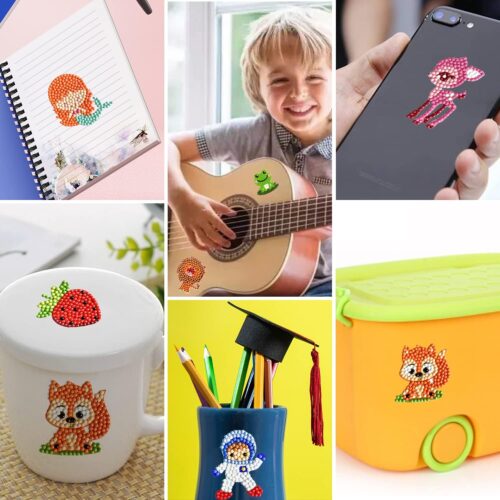 80pcs Diamond Stickers for Kids - 5D DIY Gem Art Kits