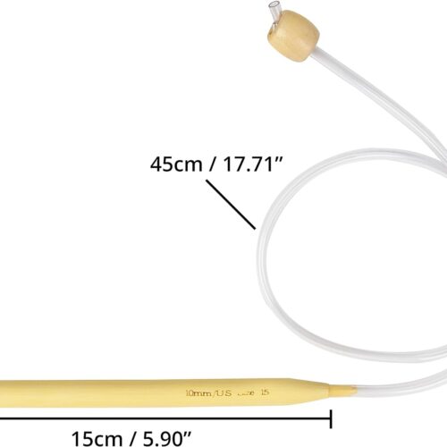 2 Bamboo Wood Crochet Hooks with Plastic Cable (16 Pairs) - 2-12mm Sizes - Tunisian Hook Needles Set