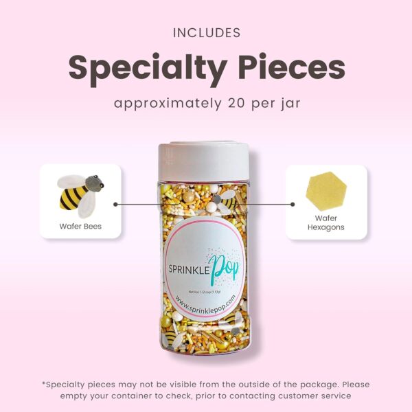 Yellow Gold Sprinkles With Bees And Honeycomb Wafer Papers