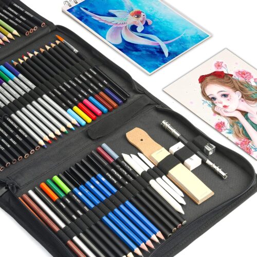 2 Art Supply Set - Sketching & Drawing Kit with Tutorial Book