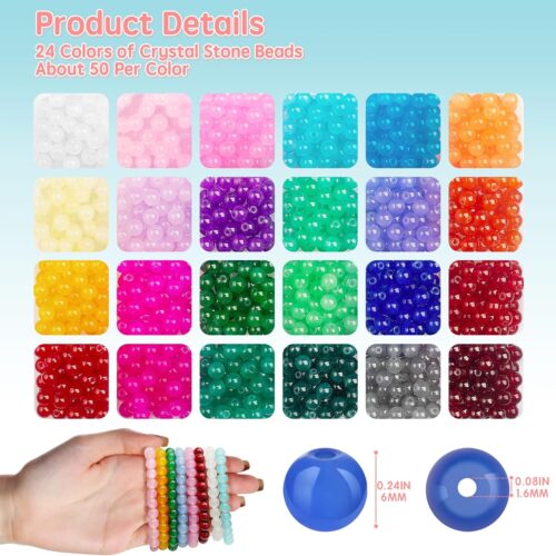 2 24 Colors Crystal Beads Round Beads Bracelet Making Kit DIY Craft for Girl Women