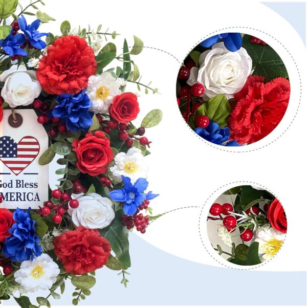 July Wreath Patriotic Wreath Independence Day Wreath for Front Door 1