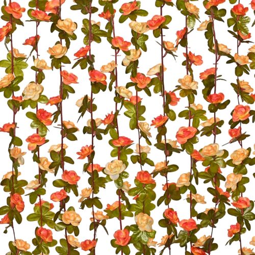 Champagne and Orange Floral Garland for Room Birthday Wedding Party Garden Wall Decor