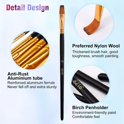 2 12Pcs Artist Paint Brushes Set Art Acrylic Oil Watercolour Painting Craft Model