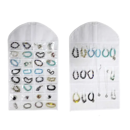 2 ewelry Hanging Non-Woven Organizer Holder 32 Pockets 18 Hook & Loops