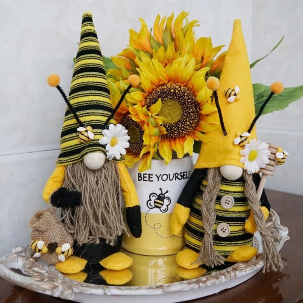 Mr and Mrs Honeybee Gnomes Plush Tomte Elf World Bee Day Decor 5