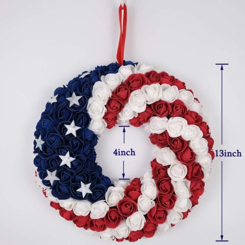 July 4th Wreath Patriotic Americana Wreath Boxwood Handcrafted Memorial Day