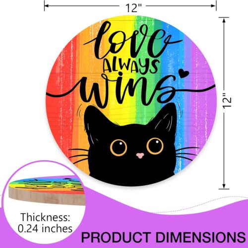 Rainbow Black Cat Lesbian Pansexual Wood Door Hanger Outdoor Outside Porch Decor