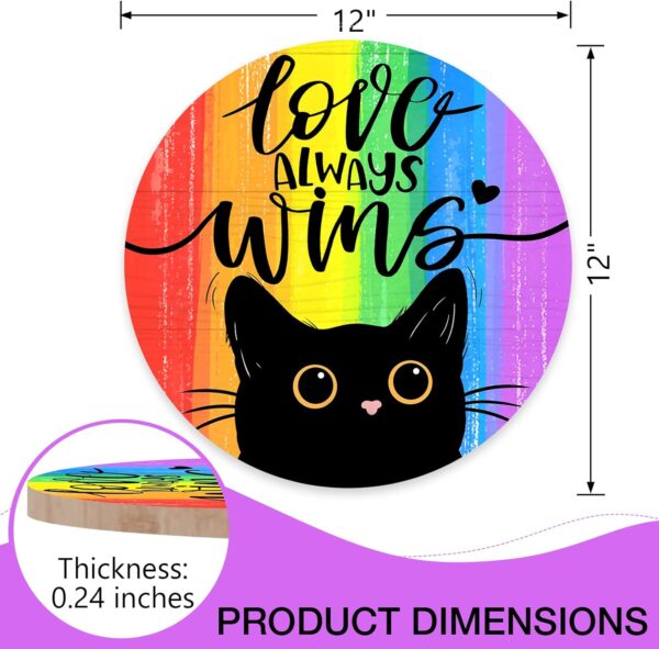 Rainbow Black Cat Lesbian Pansexual Wood Door Hanger Outdoor Outside Porch Decor 1