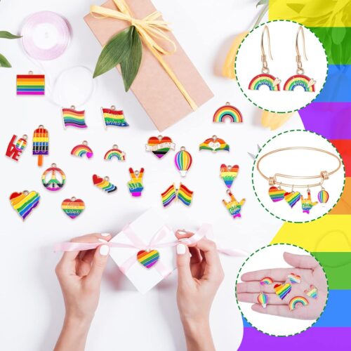 Rainbow Charms for Jewelry Making Gay Pride Charms Bulk Rainbow Lgbt Pride Alloy Pendants Lgbtq Jewelry Colorful Accessories