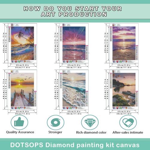 2 6-Pack DIY 5D Beach Diamond Painting Kit Art Adult Painting Kit Crafts Beginner diamond art beach 5D Full Art
