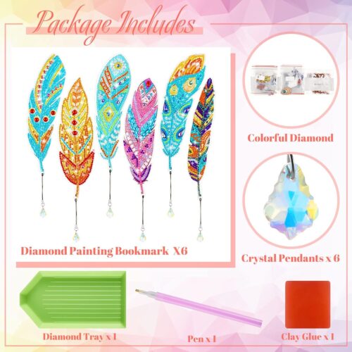 Feather Bookmark Rhinestone DIY Bookmarks