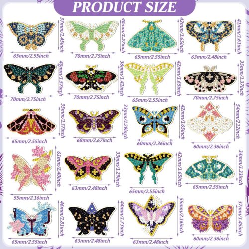 2 Butterfly Diamond Painting Keychains Kits Diamond Art Key Chains