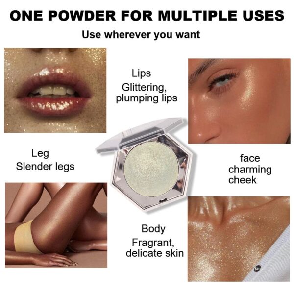 Shimmer Pearl Champagne Gold Highlighter Makeup Contour Palette,Face Illuminator Highlighter, Blush and Makeup Highlighter Bronzer Palette 3