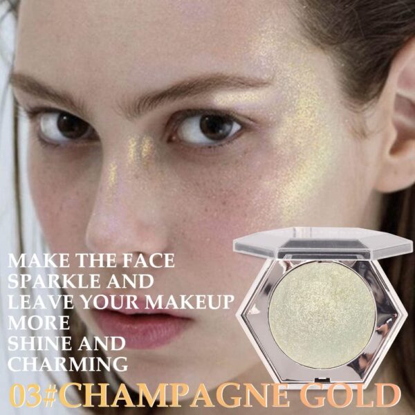 Shimmer Pearl Champagne Gold Highlighter Makeup Contour Palette,Face Illuminator Highlighter, Blush and Makeup Highlighter Bronzer Palette 2