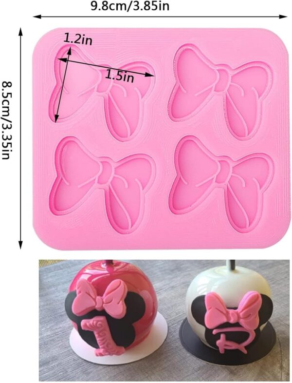 2 Pack Bows Silicone Fondant Molds Sugar Candy Cake Pop Mouse Bow Cartoon Butterfly Tie Craft Molds DIY Birthday Party Cake Decorating 2