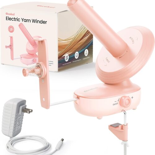 61+vknNASwL._AC_SL1500_ Yarn Winder, Pink Yarn Ball Winder for Crocheting Electric Yarn Winder Large Capacity 10oz, Automatic Yarn Spinner Tools, Helper for Yarn Collection Lovers, Easier Than Hand Operated