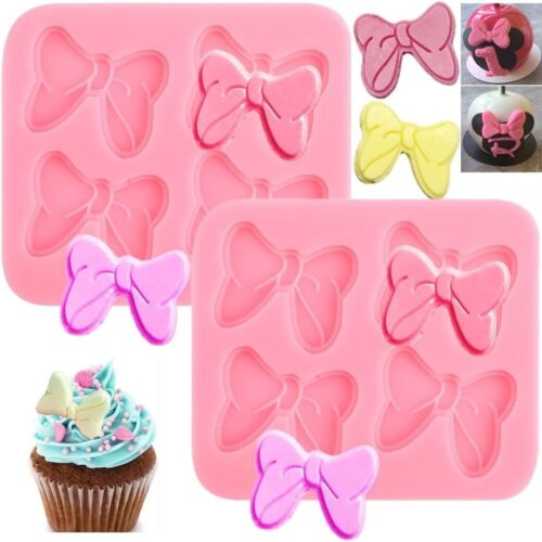 61zQ20rDiWL._AC_SL1141_ 2 Pack Bows Silicone Fondant Molds Sugar Candy Cake Pop Mouse Bow Cartoon Butterfly Tie Craft Molds DIY Birthday Party Cake Decorating