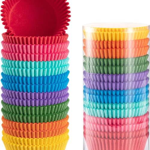 71hJHR6DT+L._AC_SL1500_ Gifbera Bright Rainbow Jumbo Cupcake Liners 400-Count, Large Solid Colorful Paper Baking Cups for Baking